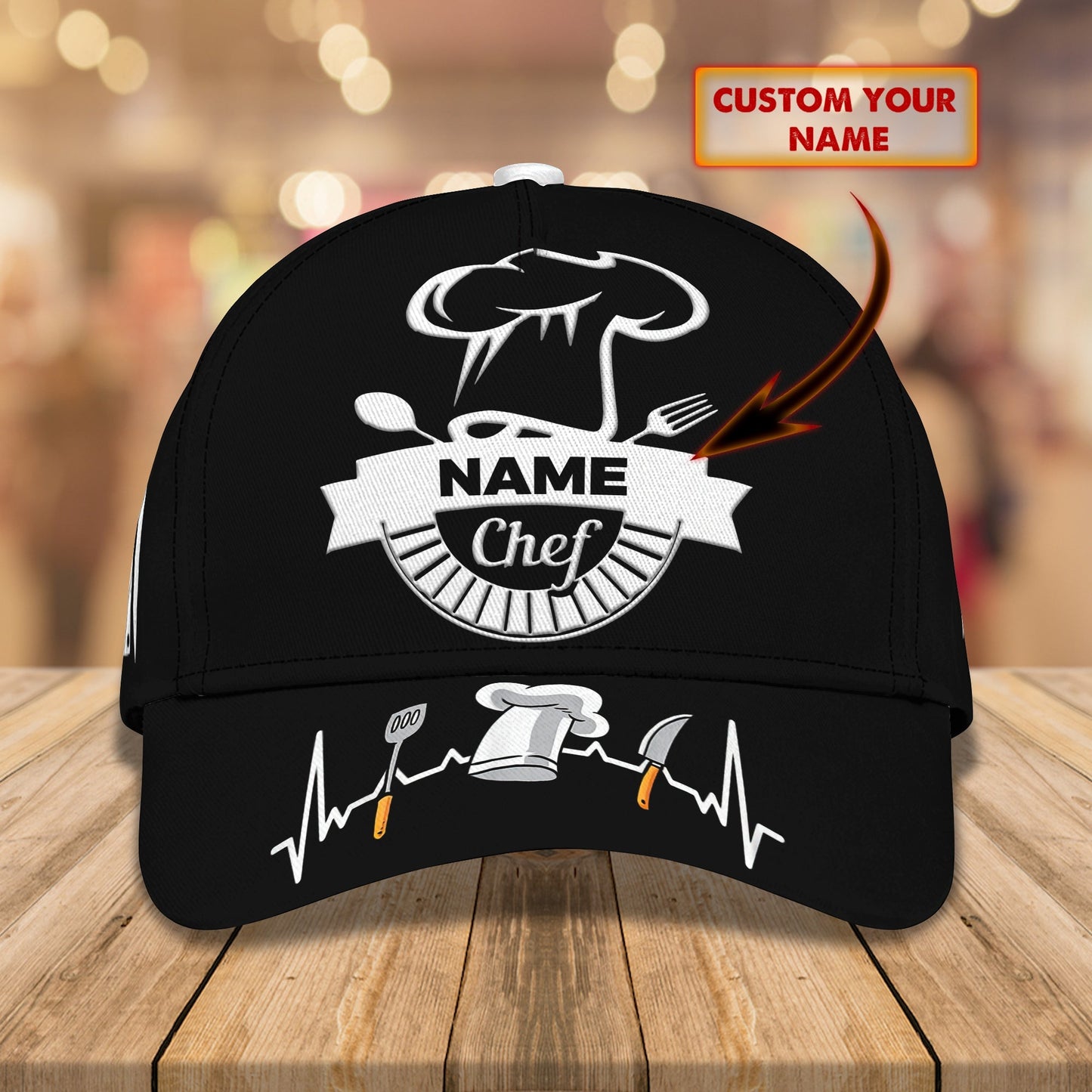 3D Classic Cap Chef Personalized Name Cap 349 Lasfour CA0786