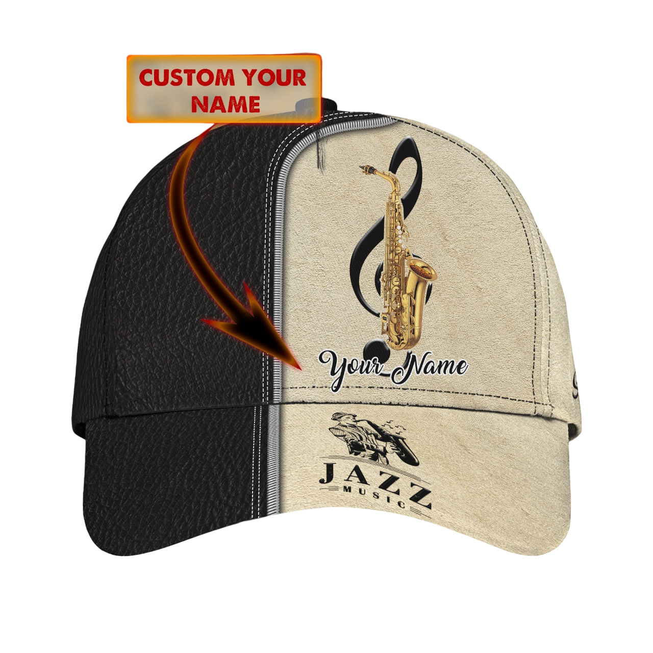 3D Classic Cap Saxophonist Personalized Name Cap Lasfour CA1203