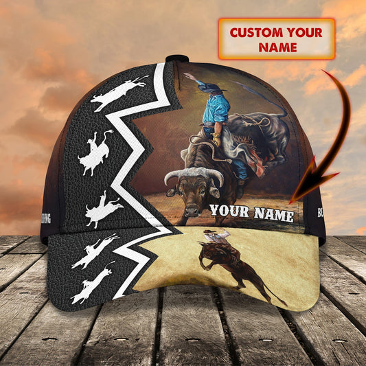 3D Classic Cap Bull Riding Texas Personalized Name Cap CA1206