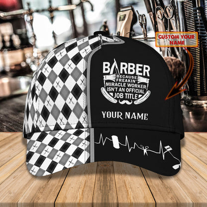 3D Classic Cap Barber Personalized Name Cap 63 Lasfour CA2213