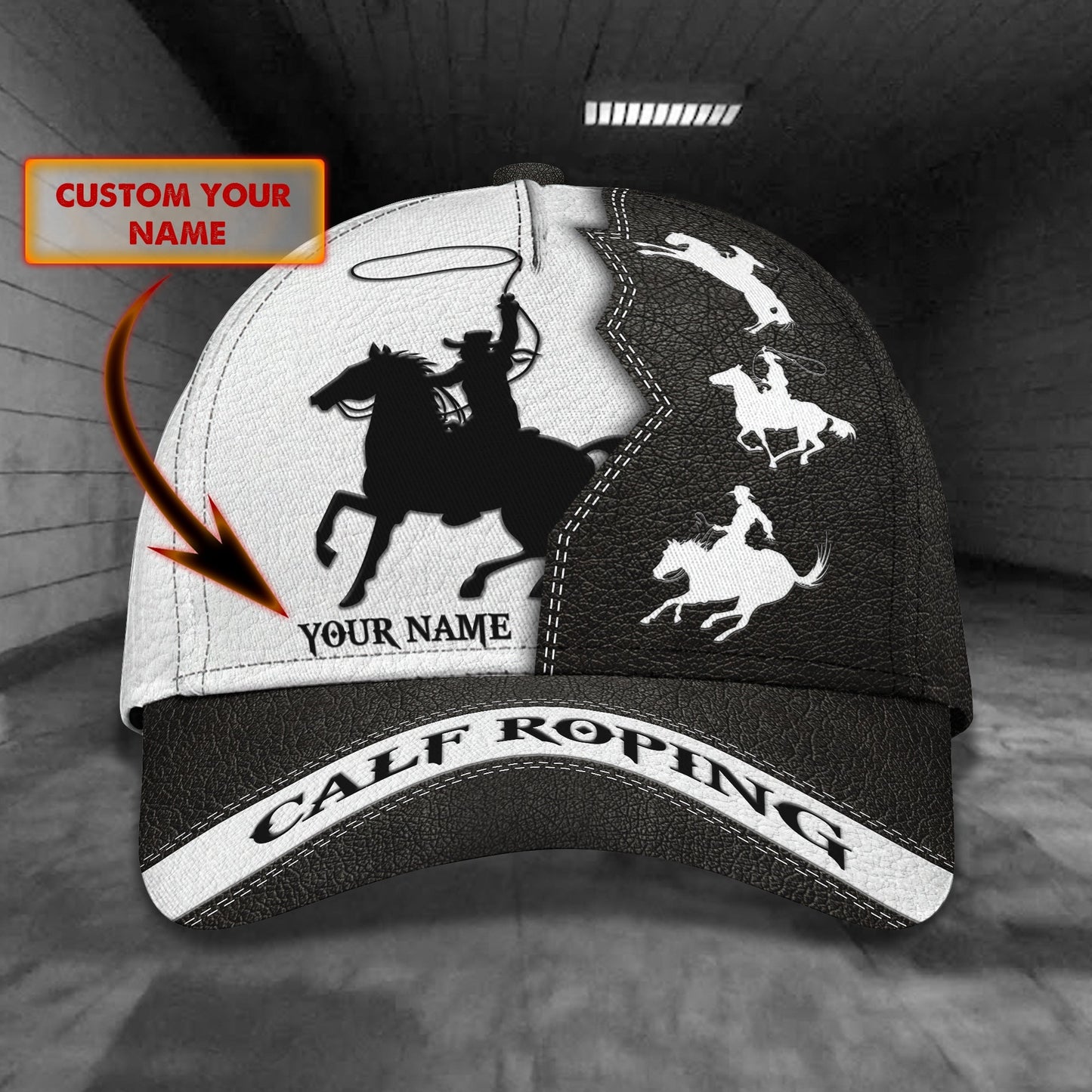 3D Classic Cap Calf Roping Personalized Name Cap 47 Lasfour CA1604