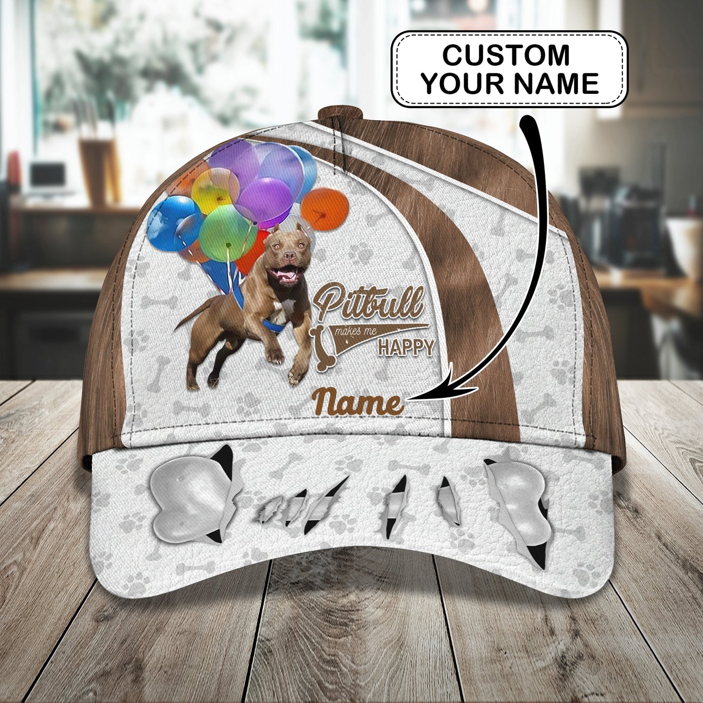 3D Classic Cap Flying Pitbull Personalized Name Cap Lasfour CA1146