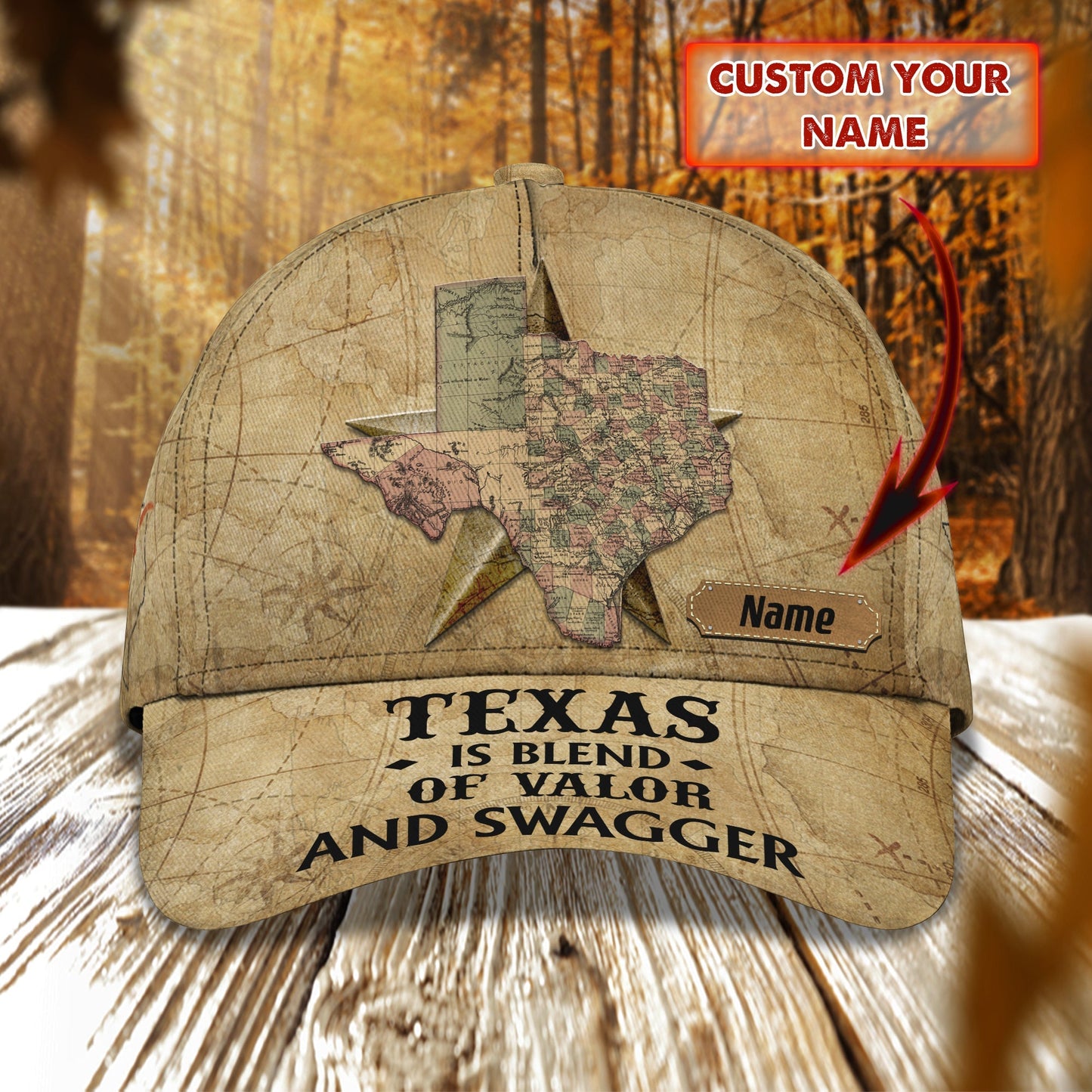 3D Classic Cap Texas 3 Personalized Name Cap Lasfour CA1521