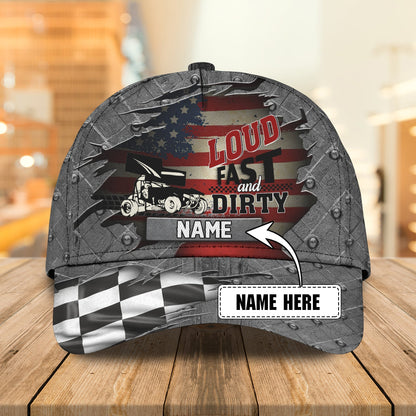 3D Classic Cap America Dirty Track Racing Personalized Name Cap Lasfour CA2118
