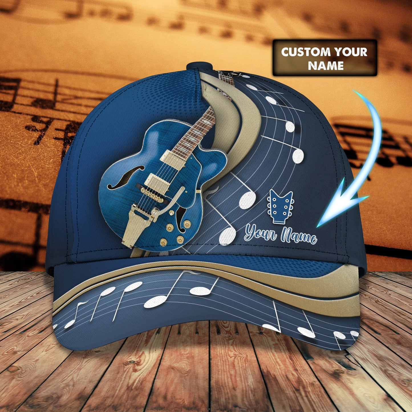 3D Classic Cap Guitar Custom Name Nama356 Lasfour CA1798