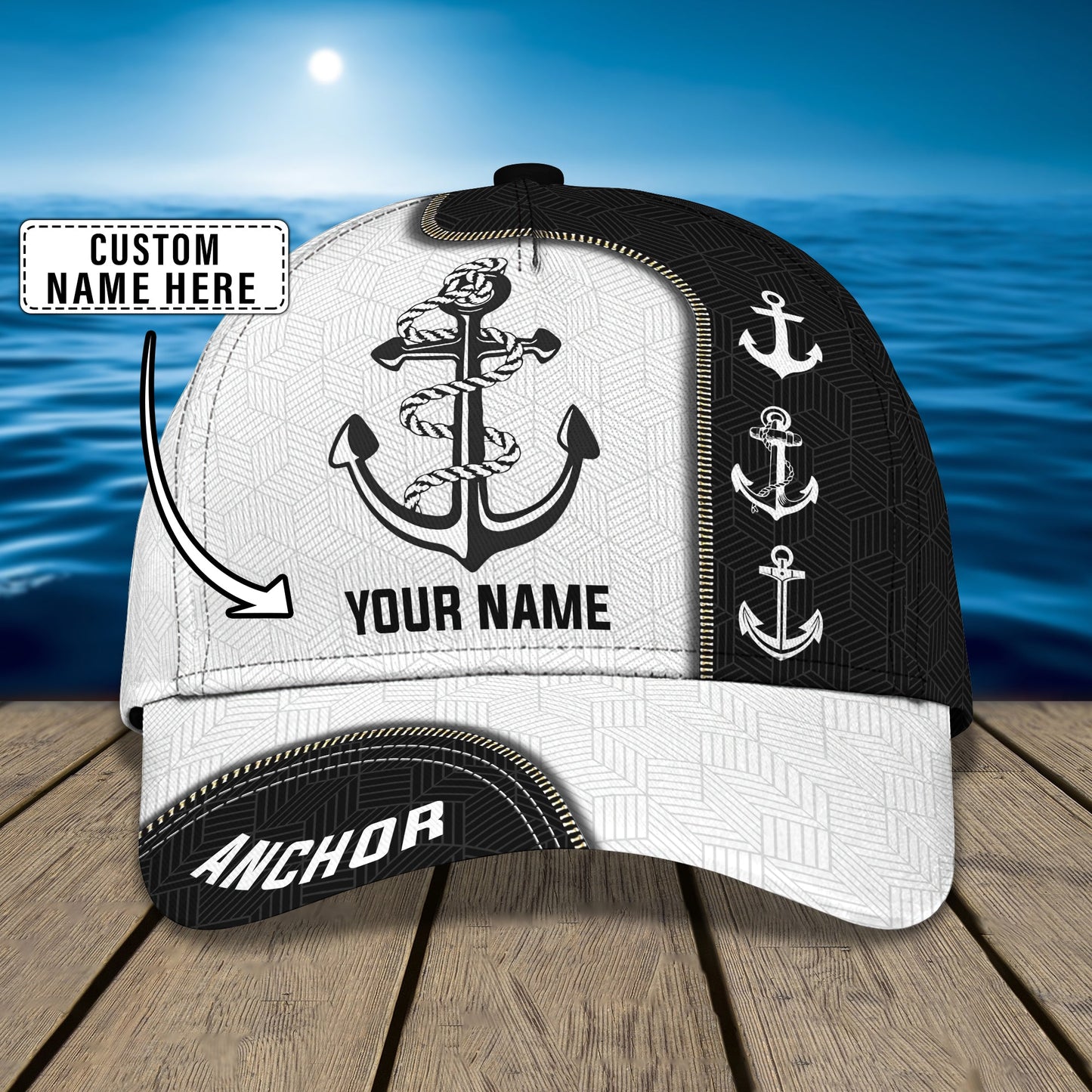 3D Classic Cap Anchor Personalized Name Cap 99 Lasfour CA1637