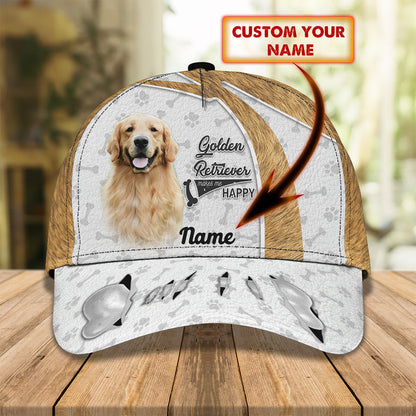 3D Classic Cap Golden Retriever Personalize Name Cap Lasfour CA1537