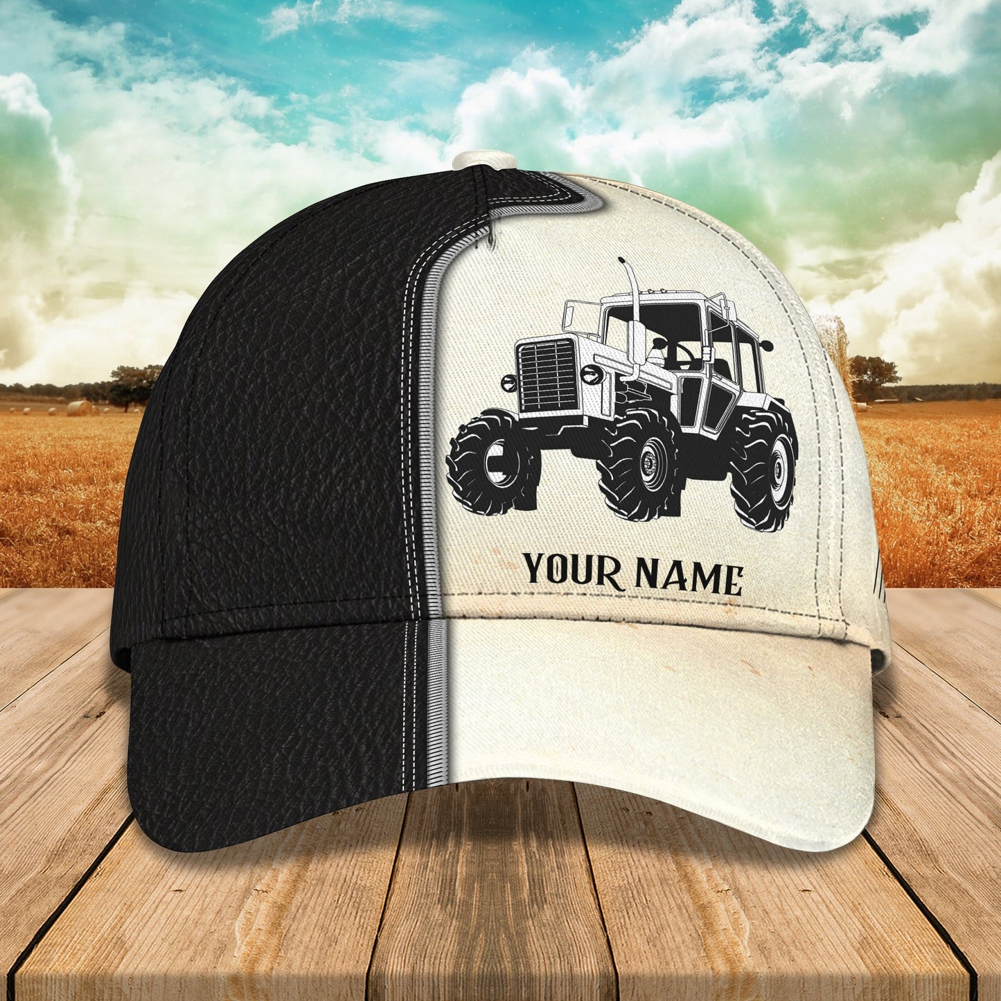 3D Classic Cap Personalized Name Cap Tractor 02 Lasfour CA0847