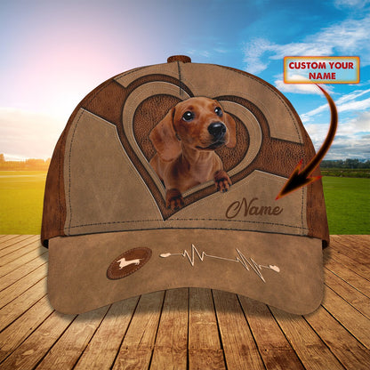 3D Classic Cap Dachshund Personalized Name Cap nama6 Lasfour CA2001