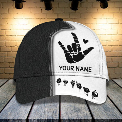 3D Classic Cap Sign Language Personalized Name Cap 01 Lasfour CA1243