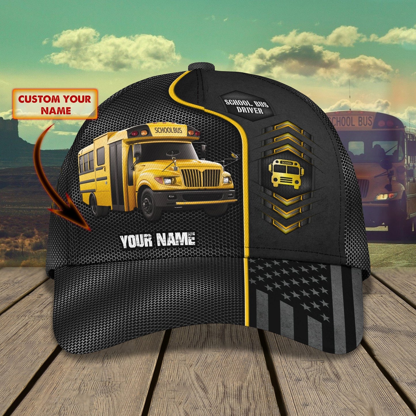 3D Classic Cap Bus Personalized Name Cap Lasfour CA1027