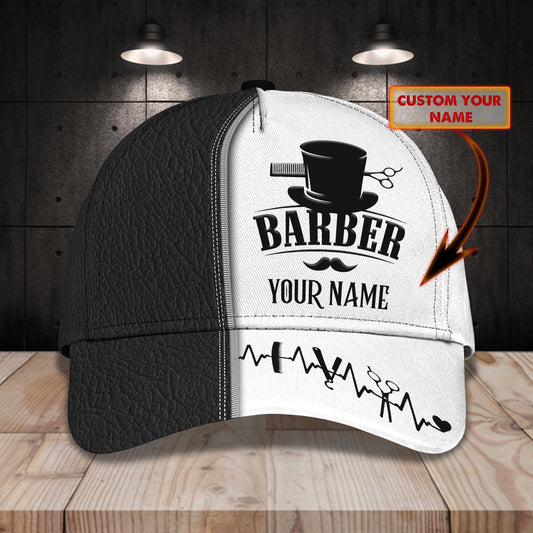 3D Classic Cap Barber2 Personalized Name Cap Lasfour CA0916