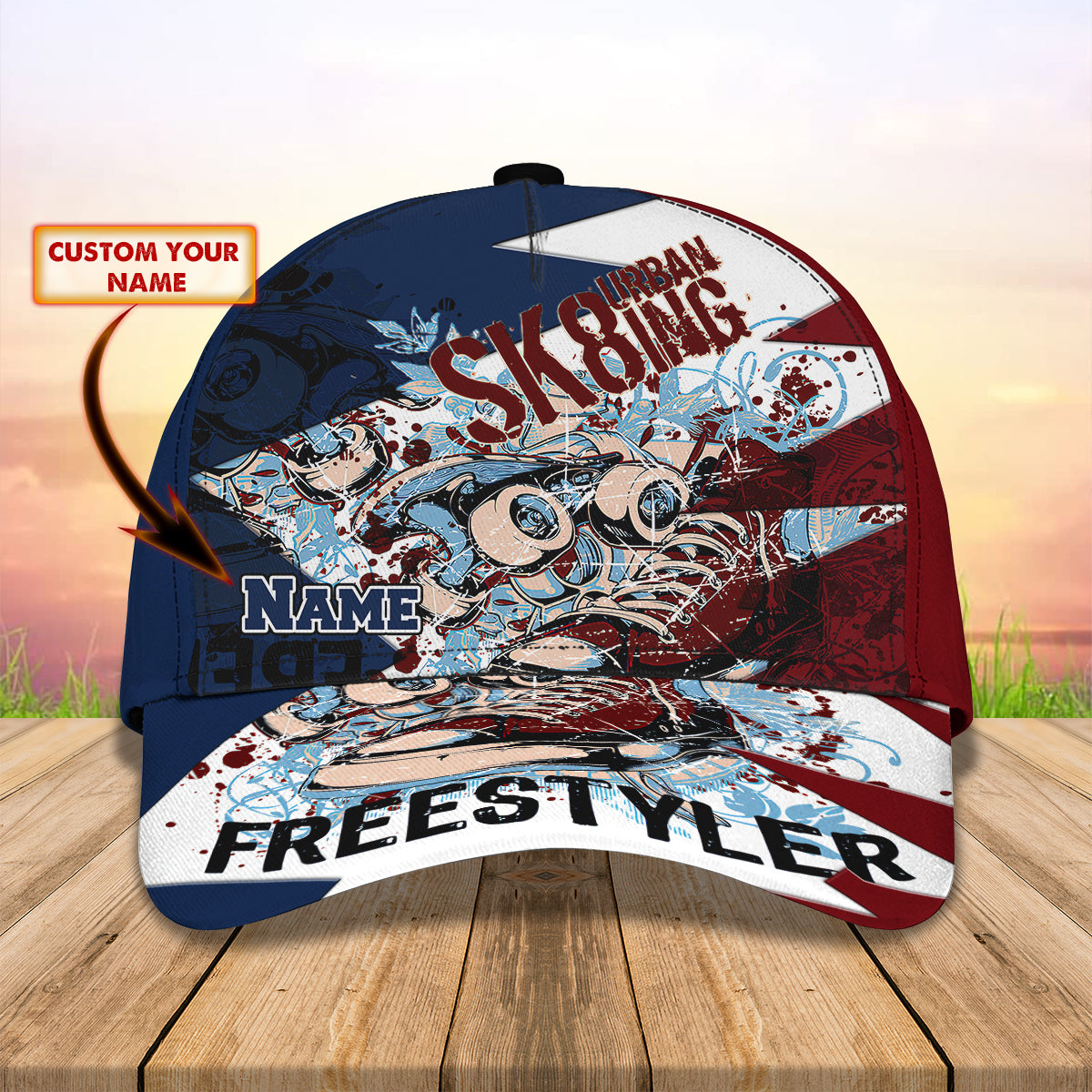 3D Classic Cap Skiing Urban Freestyler Personalized Name Cap Lasfour CA1437
