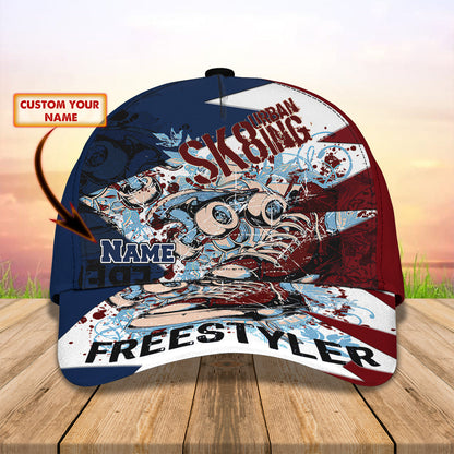 3D Classic Cap Skiing Urban Freestyler Personalized Name Cap Lasfour CA1437