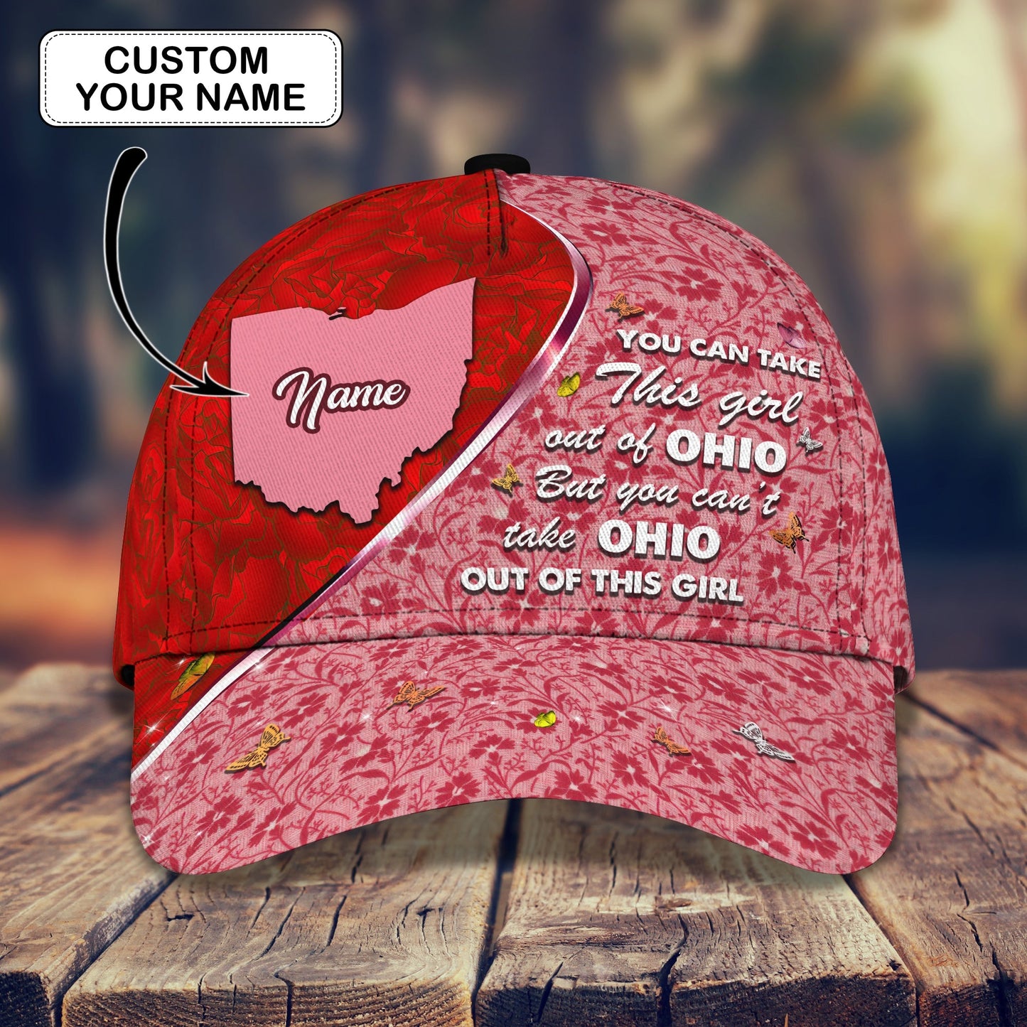 3D Classic Cap Ohio Girl Personalized Name Cap Lasfour CA1597