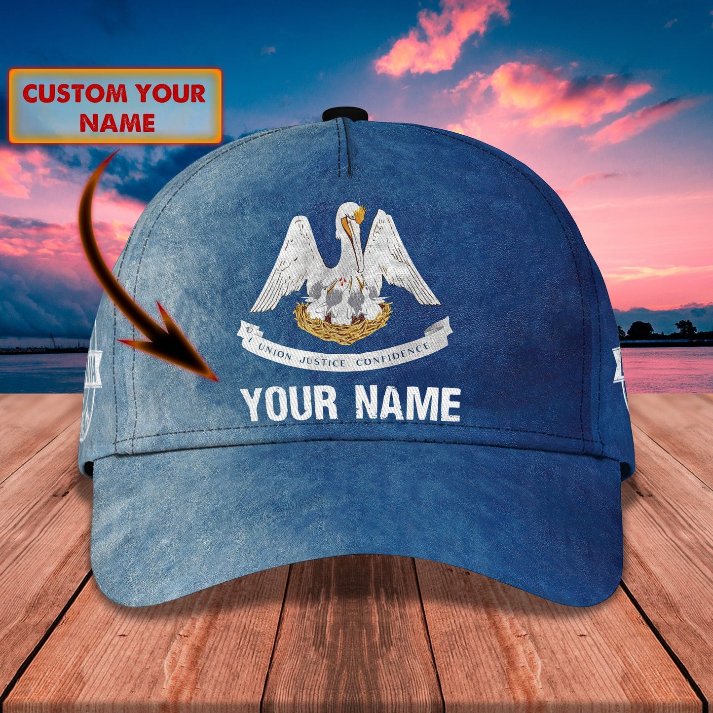 3D Classic Cap Louisiana Personalized Name Cap Lasfour CA1489