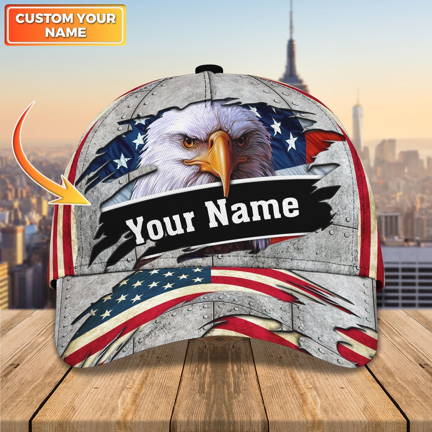 3D Classic Cap America Personalized Name Cap Lasfour CA2127