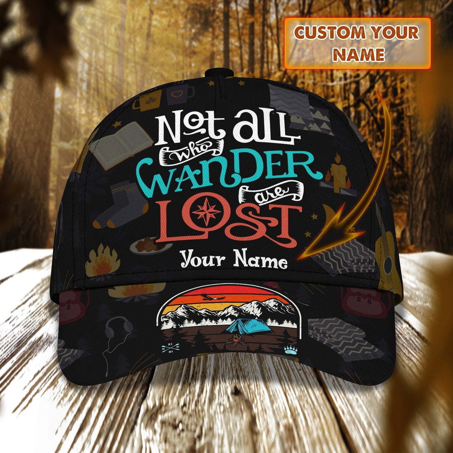 3D Classic Cap Camping Personalized Name Cap Namacap080 Lasfour CA1958