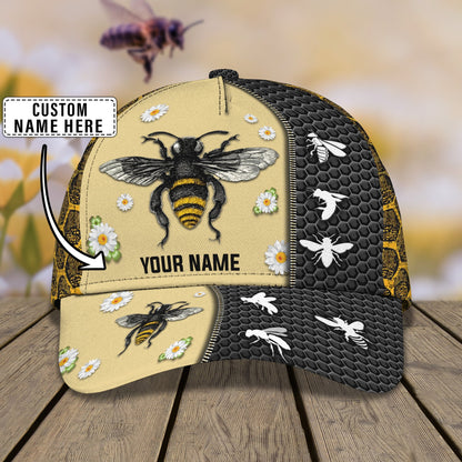 3D Classic Cap Bee 01 Personalized Name Cap Lasfour CA1385