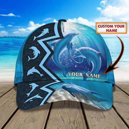 3D Classic Cap Dolphin 01 Personalized Name Cap Lasfour CA1912