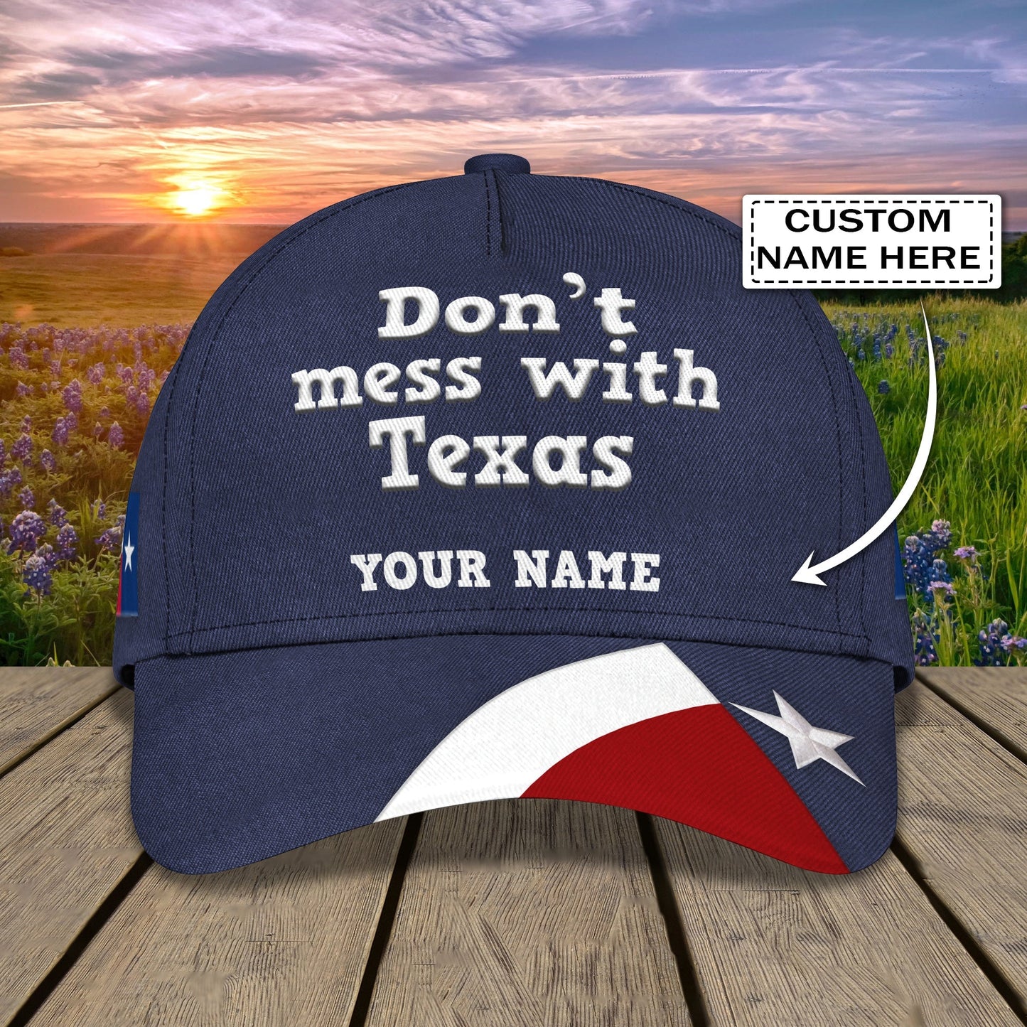 3D Classic Cap Texas1 Personalized Name Cap Lasfour CA1469