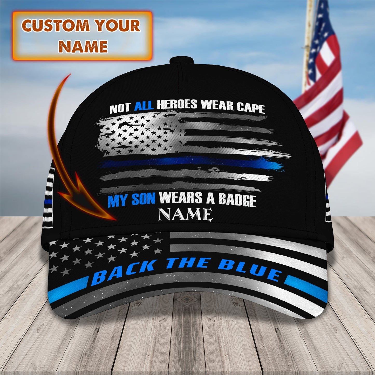 3D Classic Cap My Son Wears A Badge Personalized Name Cap nama215 Lasfour CA1365