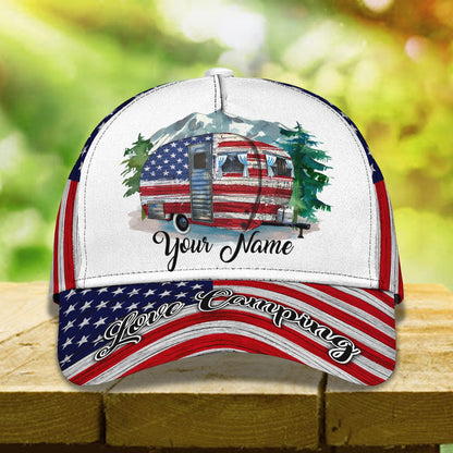 3D Classic Cap Love Camping Personalized Name Cap Lasfour CA1956