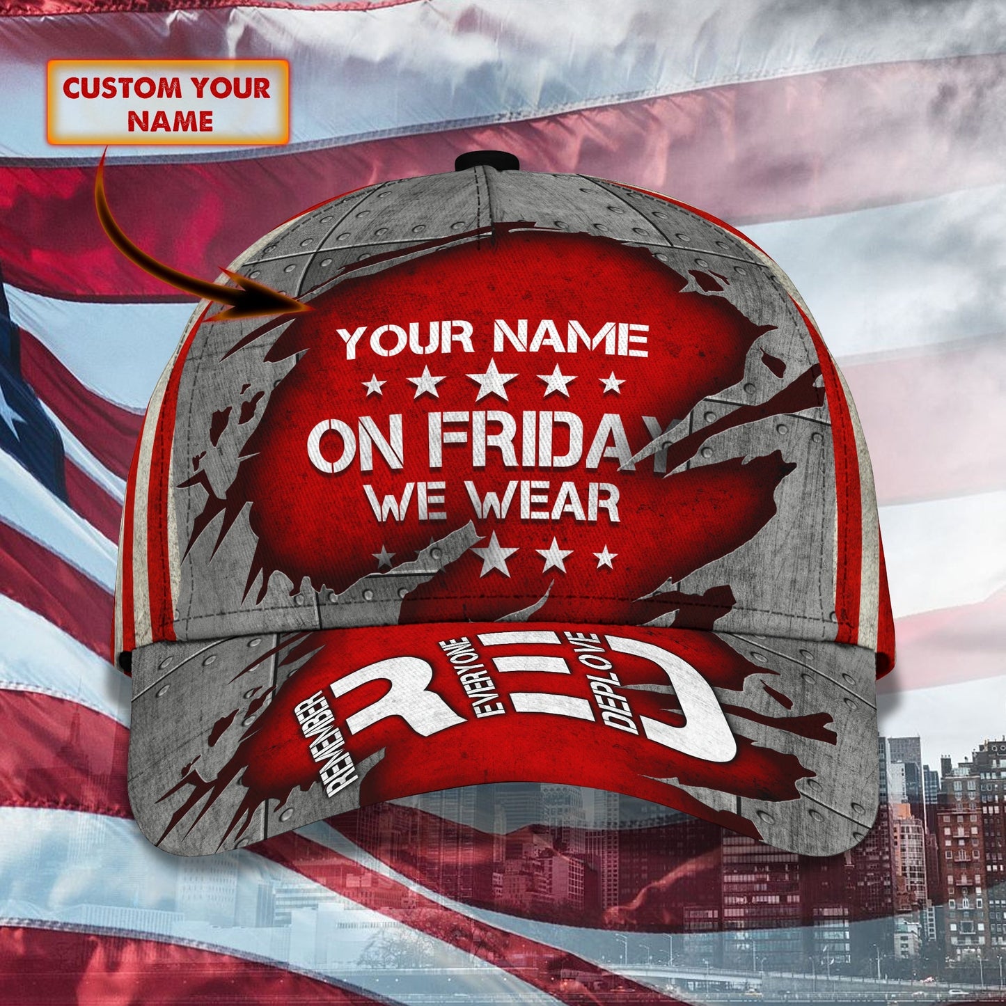 3D Classic Cap We Wear Red Personalized Name Cap Lasfour CA2379
