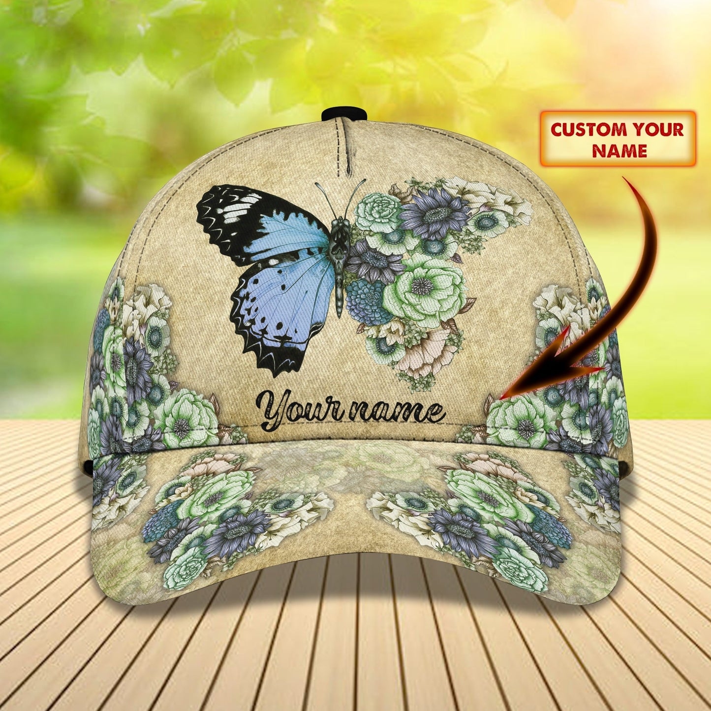 3D Classic Cap Butterfly Personalized Name Cap Namacap076 Lasfour CA1400