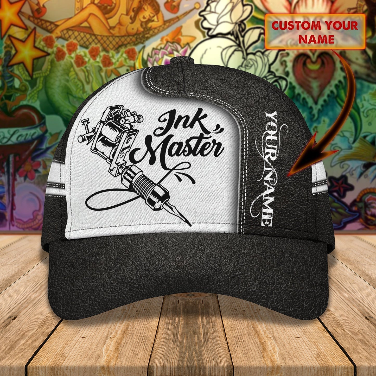 3D Classic Cap Tattoo Personalized Name Cap 107 Lasfour CA2066