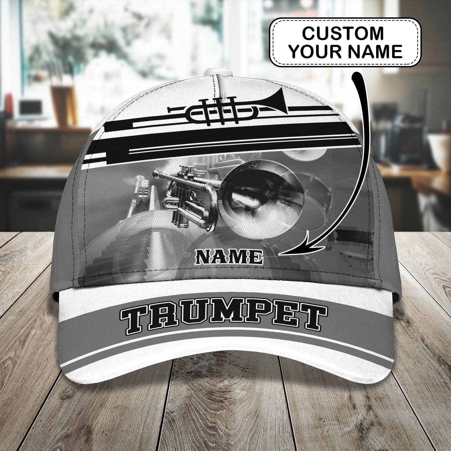 3D Classic Cap Trumpet Personalized Name Cap 407 Lasfour CA1183
