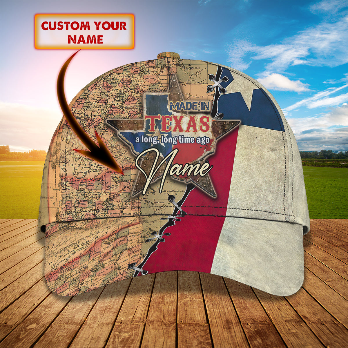 3D Classic Cap Texas 3 Personalized Name Cap Lasfour CA1498