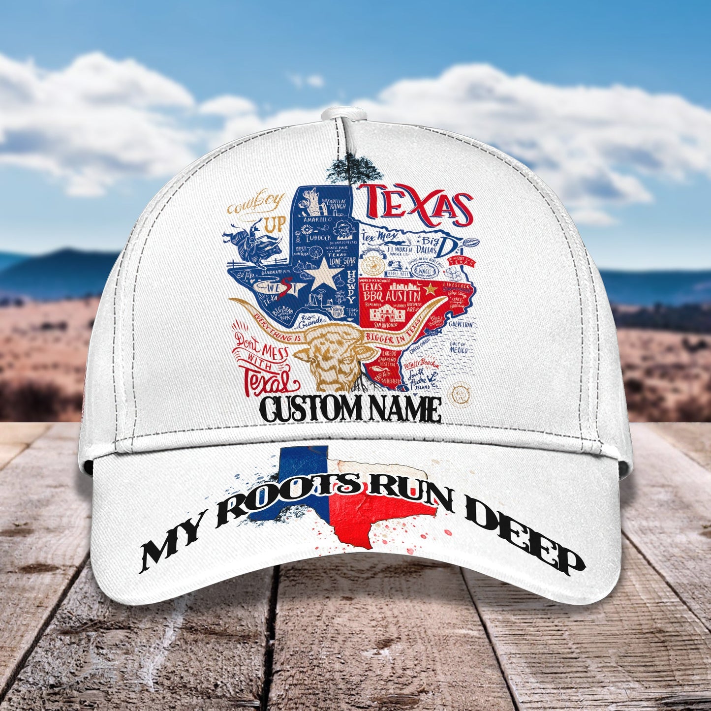 3D Classic Cap Texas7 Personalized Name Cap Lasfour CA1497