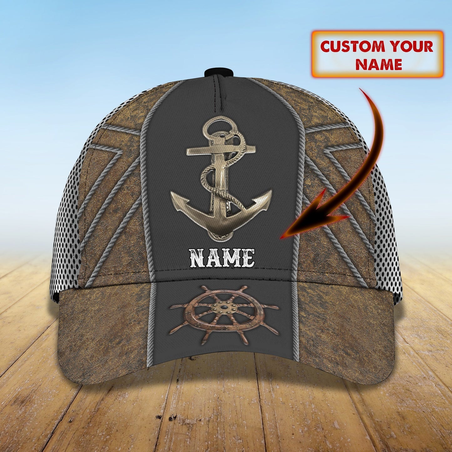 3D Classic Cap Anchor Personalized Name Cap Lasfour CA1081