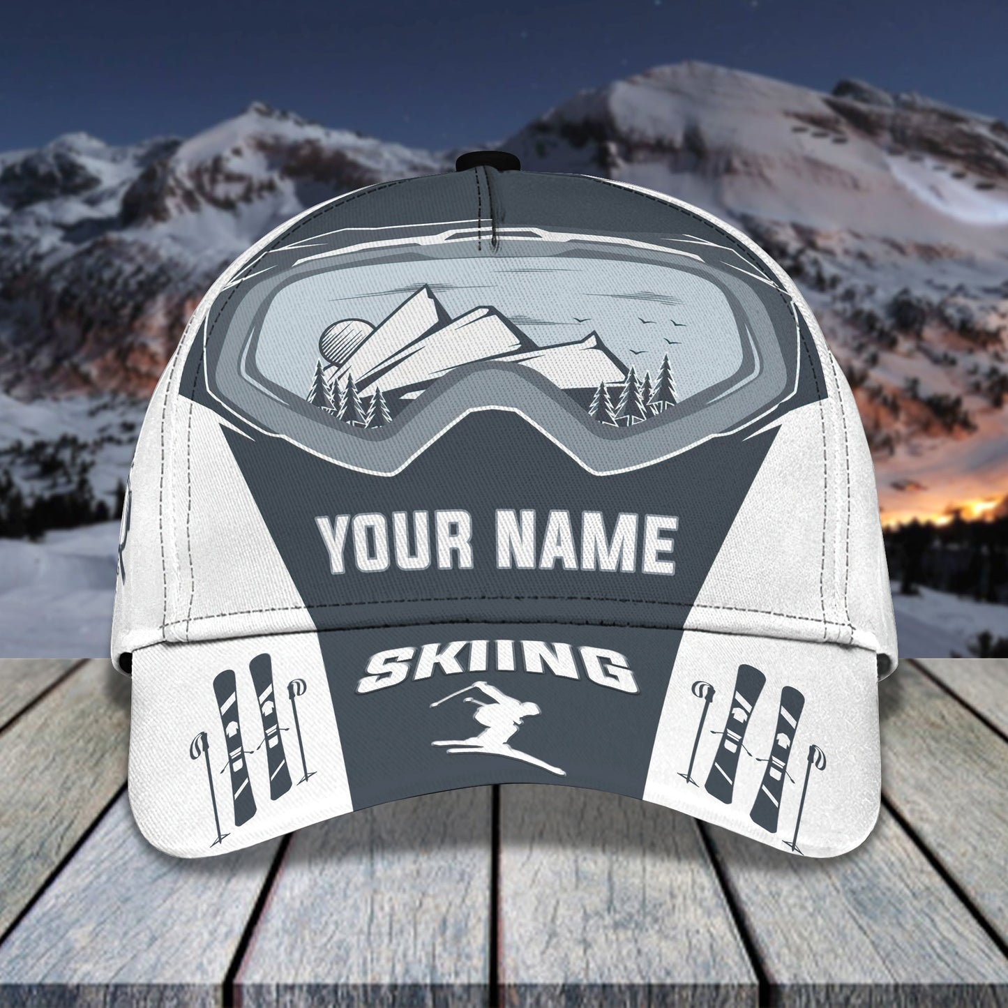 3D Classic Cap Skiing Personalized Name Cap 01 Lasfour CA1983