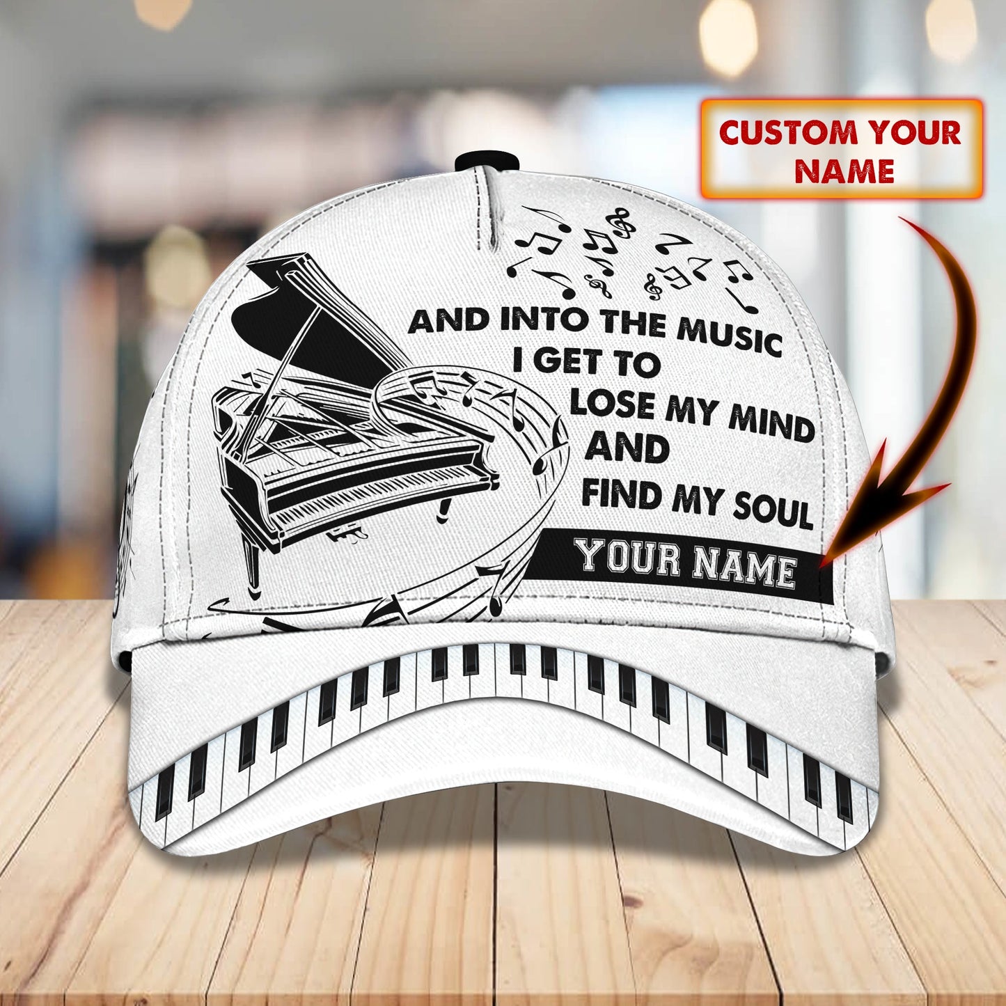 3D Classic Cap Piano Personalized Name Cap Lasfour CA1685
