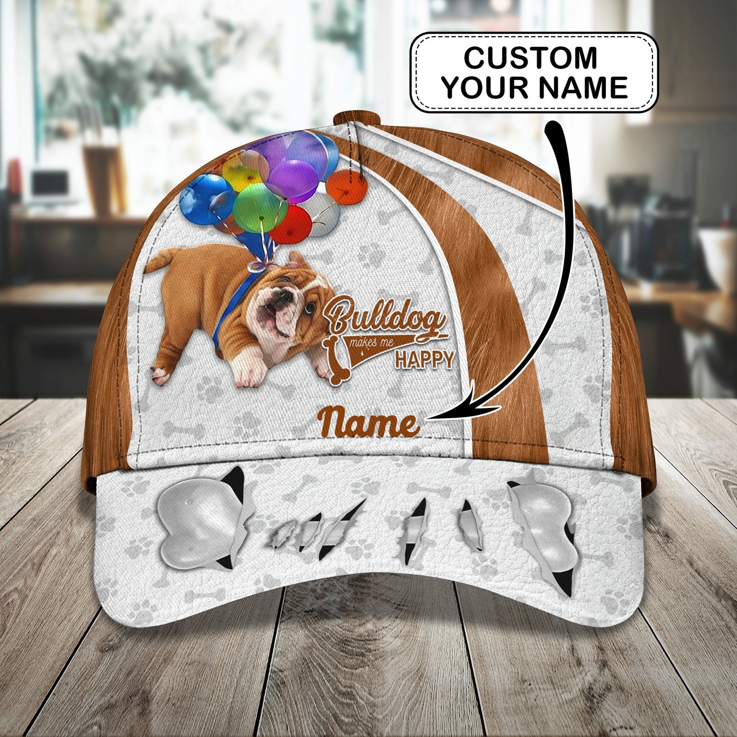 3D Classic Cap Flying Bulldog Personalized Name Cap Nama378 Lasfour CA1242
