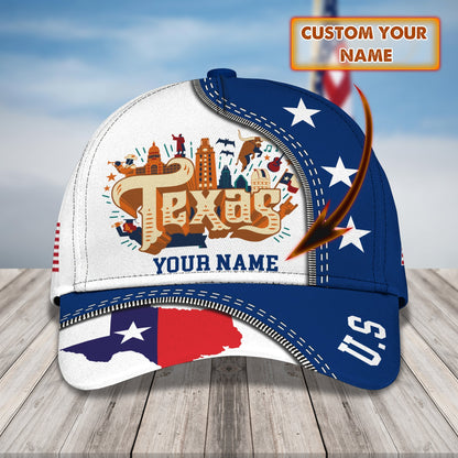3D Classic Cap Texas World Personalized Name Cap Lasfour CA1472