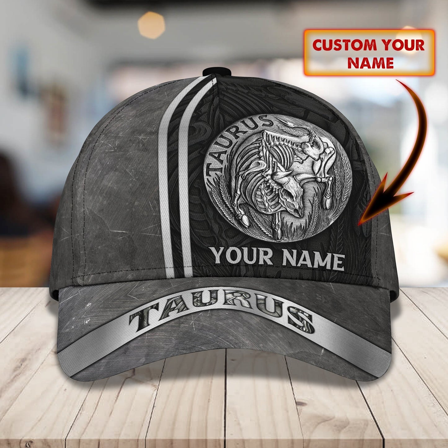 3D Classic Cap Taurus Personalized Name Cap Lasfour CA2129