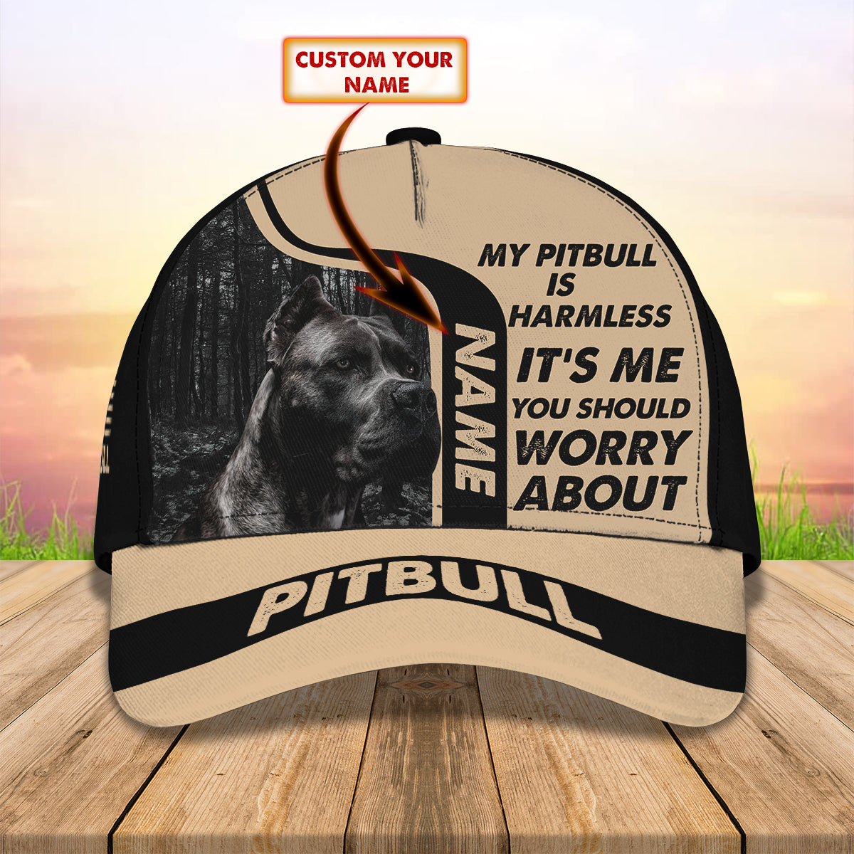 3D Classic Cap Pitbull Personalized Name Cap 134 Lasfour CA1439