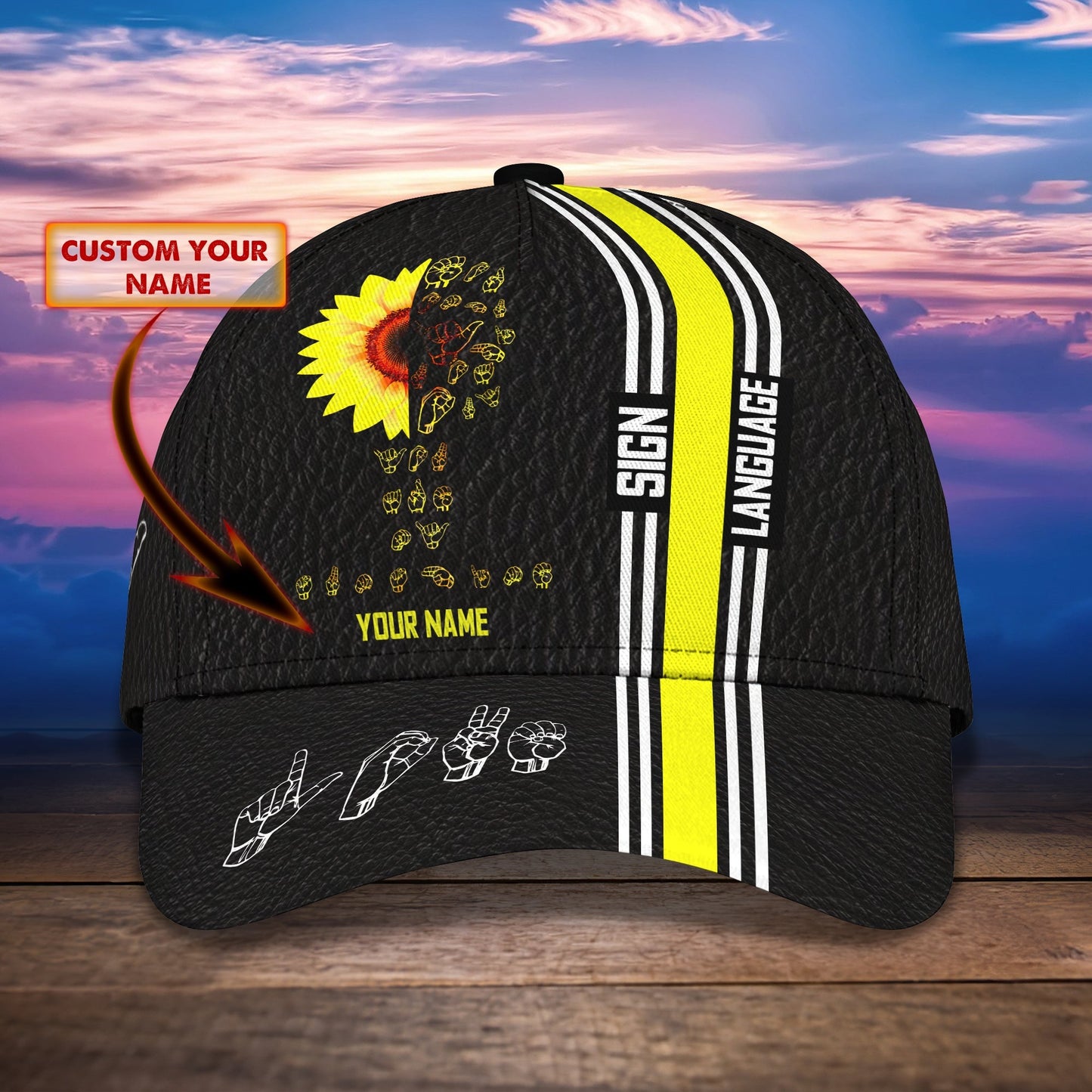 3D Classic Cap Sign Language Personalized Name Cap 02 Lasfour CA1257