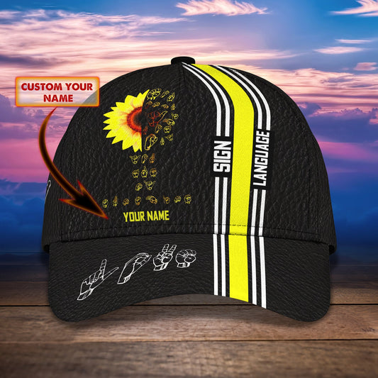 3D Classic Cap Sign Language Personalized Name Cap 02 Lasfour CA1257