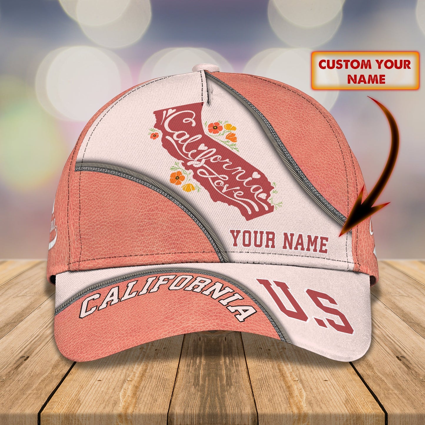 3D Classic Cap Love California Personalized Name Cap Ct149 Lasfour CA1547