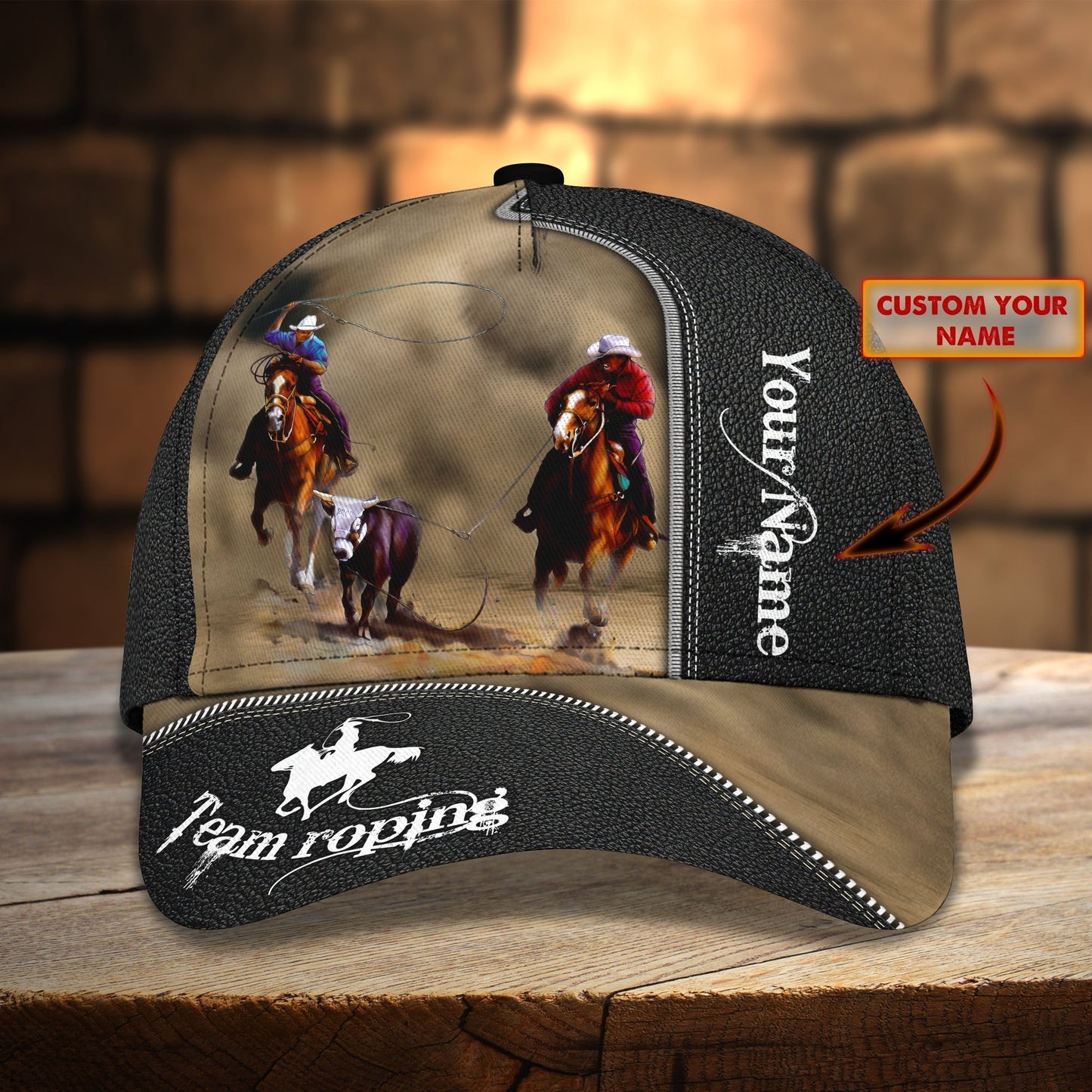3D Classic Cap Team Roping Personalized Name Cap Lasfour CA2392