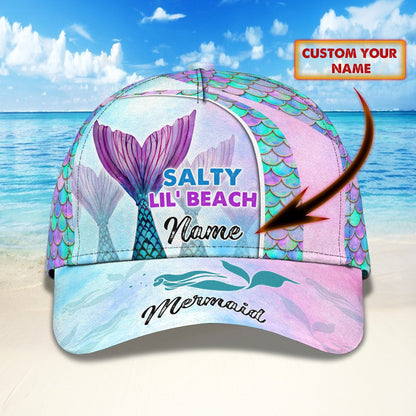 3D Classic Cap Mermaid Lil' Beach Personalized Name Cap Lasfour CA1366