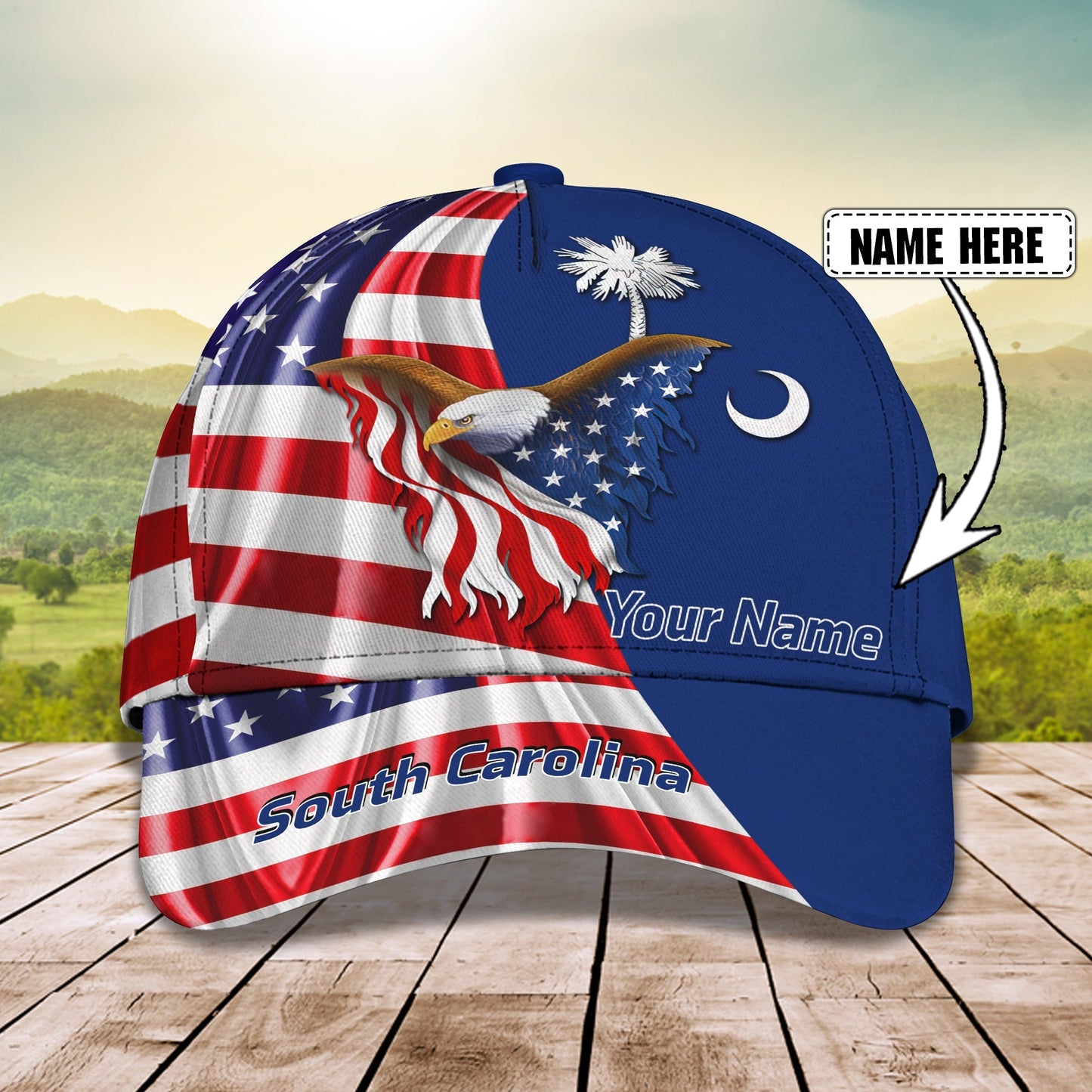 3D Classic Cap Personalized Name Cap South Carolina 01 Lasfour CA1494