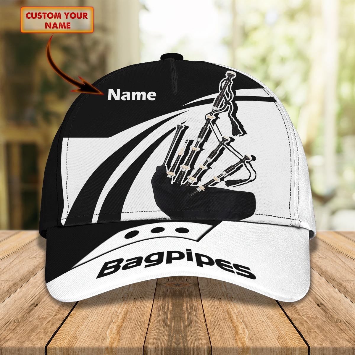3D Classic Cap Bagpipes Personalized Name Cap 69 Lasfour CA1153
