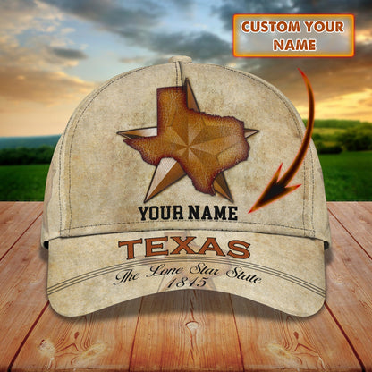 3D Classic Cap Texas 2 Personalized Name Cap Lasfour CA1500