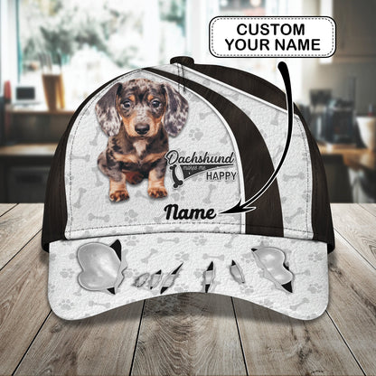 3D Classic Cap Dachshund 02 Personalize Name Cap Lasfour CA1448