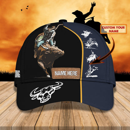 3D Classic Cap Bull Riding Texas 01 Personalized Name Cap Lasfour CA1988